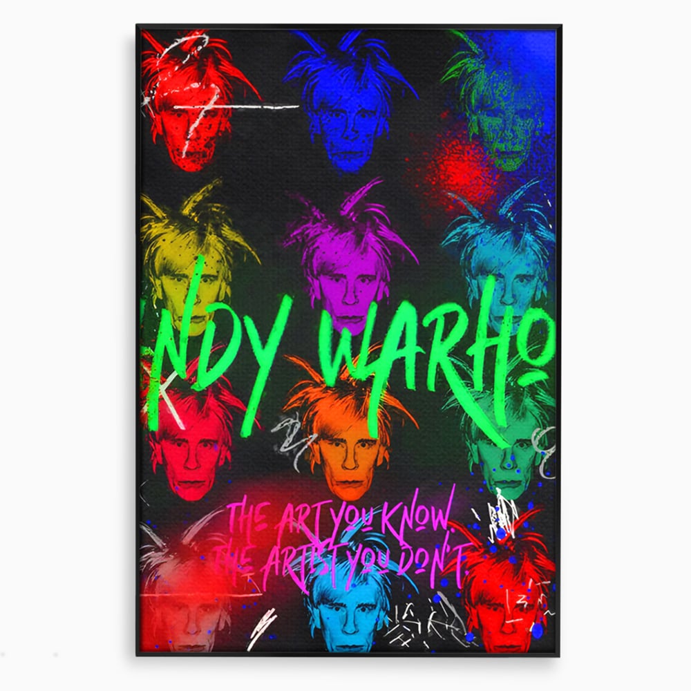 Tablou canvas cu tablou canvas cu portrete pop art andy warhol, in rama de aluminiu negru